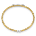 Leslie's Sterling Silver Rh-plated/Gold-plated CZ Flexible Cuff Bangle - Image 2