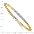 Leslie's Sterling Silver Rh-plated/Gold-plated CZ Flexible Cuff Bangle - Image 3