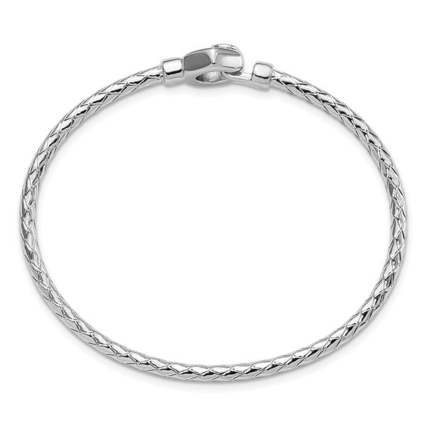 Sterling Silver Rhodium-plated Polished Braid Hook Bangle - Image 2