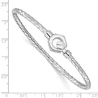 Sterling Silver Rhodium-plated Polished Braid Hook Bangle - Image 4