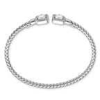 Leslie's Sterling Silver RH-plated CZ Polished Square Halo Cuff Bangle - Image 2