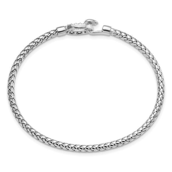 Leslie's Sterling Silver RH-plated CZ Polished Braided Hook Bangle - Image 2