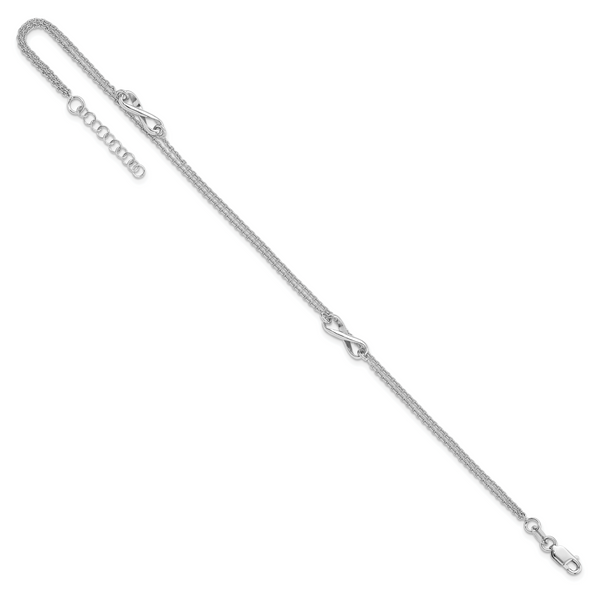 Leslie's Sterling Silver Rhodium-plated Infinity 9in. Plus 1in. ext. Anklet - Image 2