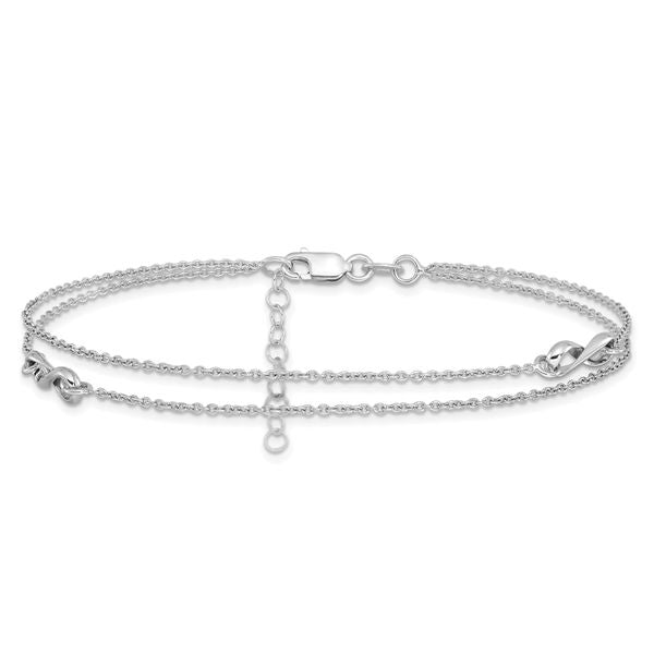 Leslie's Sterling Silver Rhodium-plated Infinity 9in. Plus 1in. ext. Anklet - Image 3
