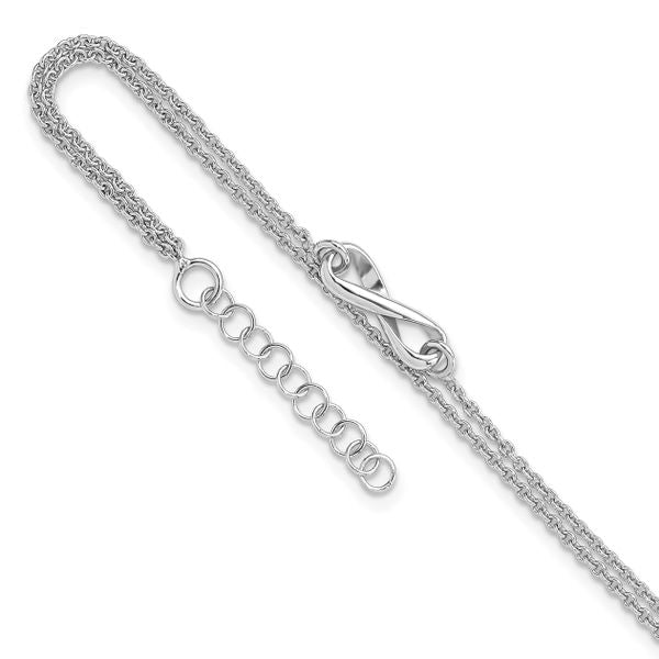 Leslie's Sterling Silver Rhodium-plated Infinity 9in. Plus 1in. ext. Anklet