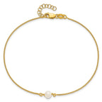 Leslie's Sterling Silver Gold-tone FWC Pearl 9in. Plus 1in. ext. Anklet - Image 4