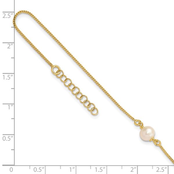 Leslie's Sterling Silver Gold-tone FWC Pearl 9in. Plus 1in. ext. Anklet - Image 5