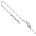 Leslie's Sterling Silver RH-plated CZ Angel Wing 9in. Plus 1in. ext. Anklet