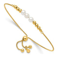 Leslie's Sterling Silver Gold-plated Polished FWC Pearls Adjustable Bracele