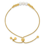 Leslie's Sterling Silver Gold-plated Polished FWC Pearls Adjustable Bracele - Image 2
