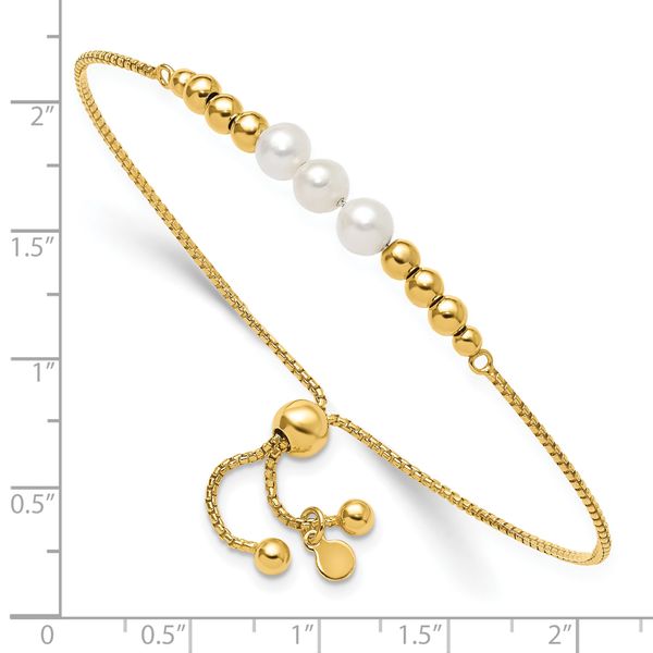 Leslie's Sterling Silver Gold-plated Polished FWC Pearls Adjustable Bracele - Image 3