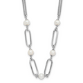 Leslie's Sterling Silver RH-plated Polished FWC Pearls with 2in ext. Neckla