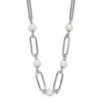 Leslie's Sterling Silver RH-plated Polished FWC Pearls with 2in ext. Neckla