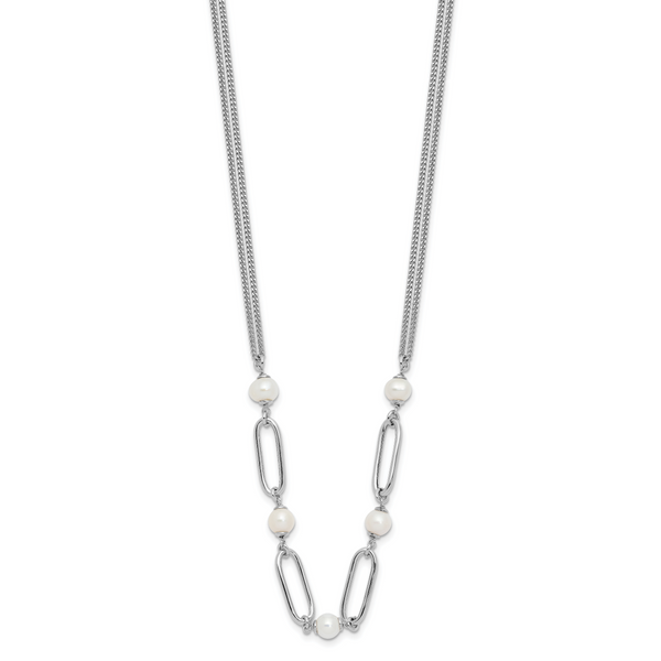Leslie's Sterling Silver RH-plated Polished FWC Pearls with 2in ext. Neckla - Image 2