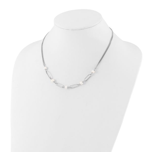 Leslie's Sterling Silver RH-plated Polished FWC Pearls with 2in ext. Neckla - Image 3
