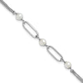 Leslie's Sterling Silver RH-plated Polished FWC Pearls with 2in ext. Bracel