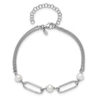 Leslie's Sterling Silver RH-plated Polished FWC Pearls with 2in ext. Bracel - Image 4