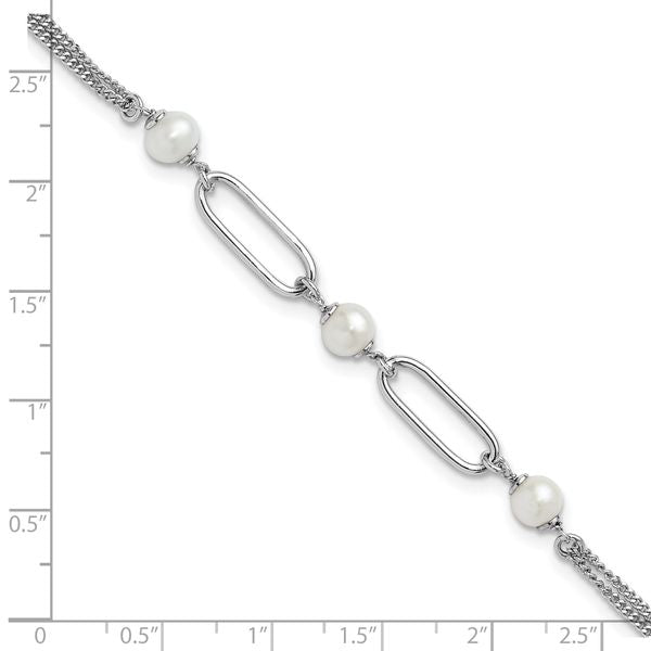 Leslie's Sterling Silver RH-plated Polished FWC Pearls with 2in ext. Bracel - Image 5