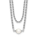 Leslie's Sterling Silver RH-plated Polish 2-strand FWC Pearl with 2in ext.