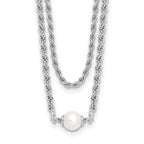 Leslie's Sterling Silver RH-plated Polish 2-strand FWC Pearl with 2in ext.