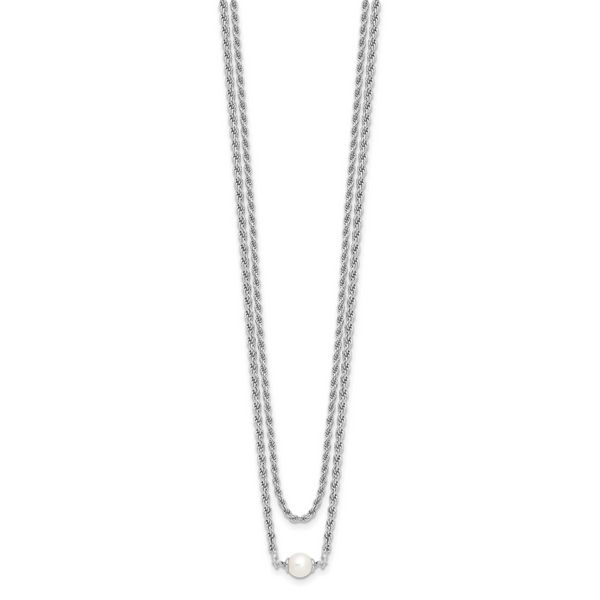 Leslie's Sterling Silver RH-plated Polish 2-strand FWC Pearl with 2in ext. - Image 2