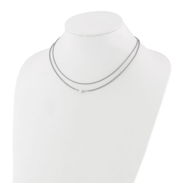 Leslie's Sterling Silver RH-plated Polish 2-strand FWC Pearl with 2in ext. - Image 3