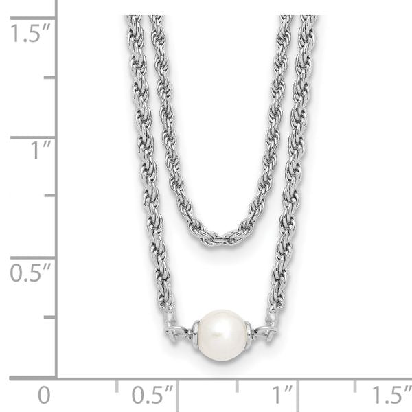 Leslie's Sterling Silver RH-plated Polish 2-strand FWC Pearl with 2in ext. - Image 4