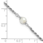 Leslie's Sterling Silver RH-plated Polished FWC Pearl with 2in ext. Bracele - Image 5
