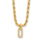Leslie's Sterling Silver Gold-plated Polished CZ Pendant with 1.5in ext. Ne