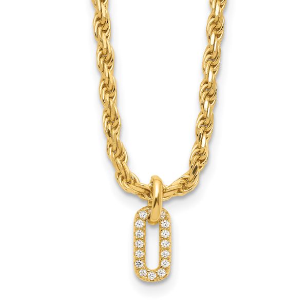 Leslie's Sterling Silver Gold-plated Polished CZ Pendant with 1.5in ext. Ne