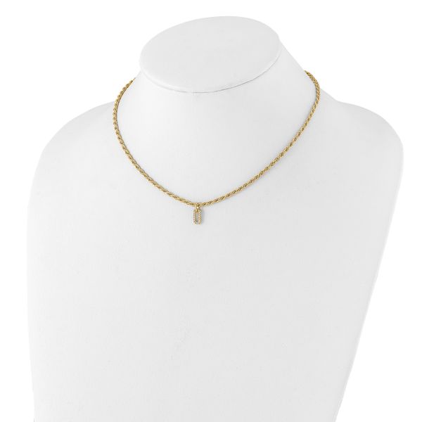 Leslie's Sterling Silver Gold-plated Polished CZ Pendant with 1.5in ext. Ne - Image 3