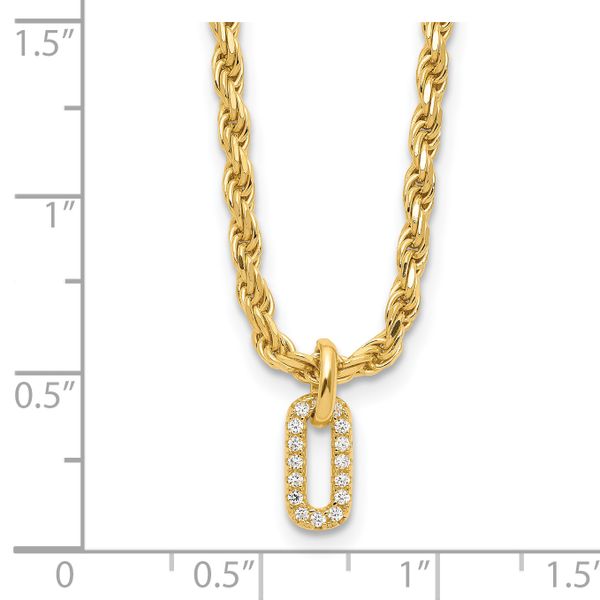 Leslie's Sterling Silver Gold-plated Polished CZ Pendant with 1.5in ext. Ne - Image 4