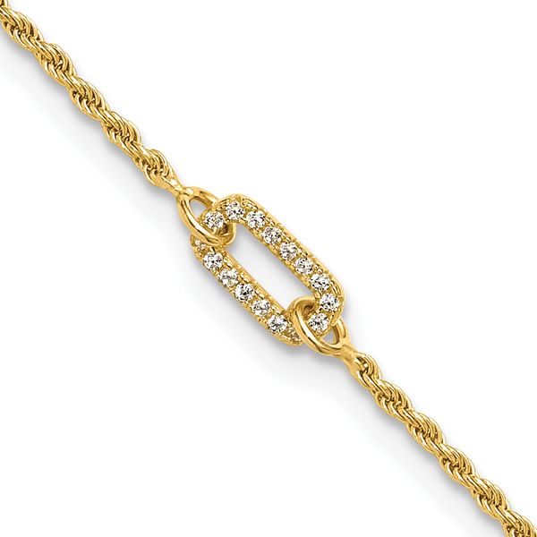 Leslie's Sterling Silver Gold-plated Polished CZ with 1.5in ext. Bracelet