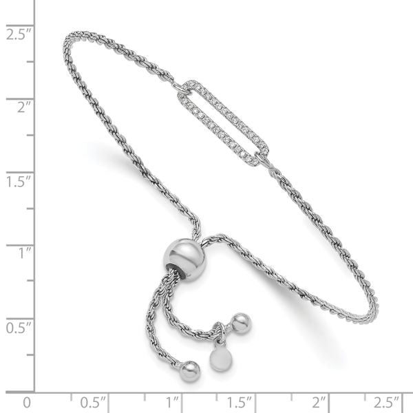 Leslie's Sterling Silver RH-plated Polished CZ Adjustable Bracelet - Image 3