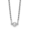 Leslie's Sterling Silver RH-plated Polished CZ with 1.5in ext. Necklace