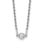 Leslie's Sterling Silver RH-plated Polished CZ with 1.5in ext. Necklace