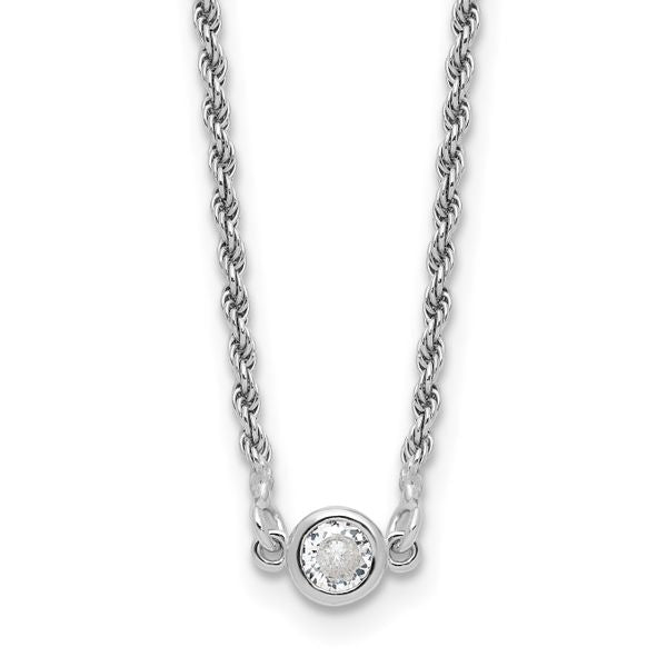 Leslie's Sterling Silver RH-plated Polished CZ with 1.5in ext. Necklace