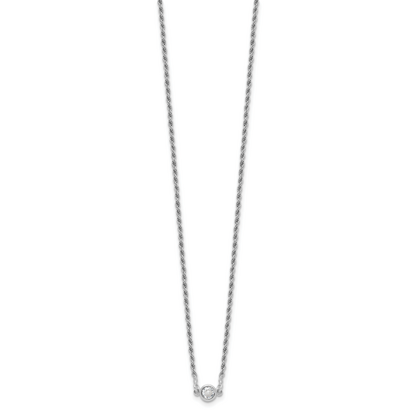 Leslie's Sterling Silver RH-plated Polished CZ with 1.5in ext. Necklace - Image 2