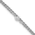 Leslie's Sterling Silver RH-plated Polished CZ 2-Strand 9 in Plus 1.5in ext