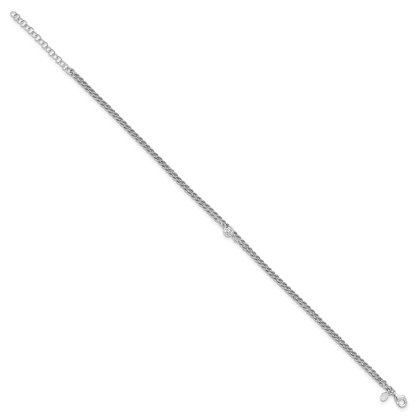 Leslie's Sterling Silver RH-plated Polished CZ 2-Strand 9 in Plus 1.5in ext - Image 2