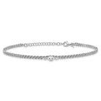 Leslie's Sterling Silver RH-plated Polished CZ 2-Strand 9 in Plus 1.5in ext - Image 3