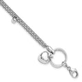Leslie's Sterling Silver Rh-plated Heart 3-strand w/ 1in ext. Bracelet