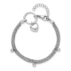 Leslie's Sterling Silver Rh-plated Heart 3-strand w/ 1in ext. Bracelet - Image 4