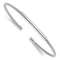 Leslie's Sterling Silver Rhodium-plated Polished and Textured Cuff Bracelet