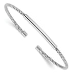 Leslie's Sterling Silver Rhodium-plated Polished and Textured Cuff Bracelet