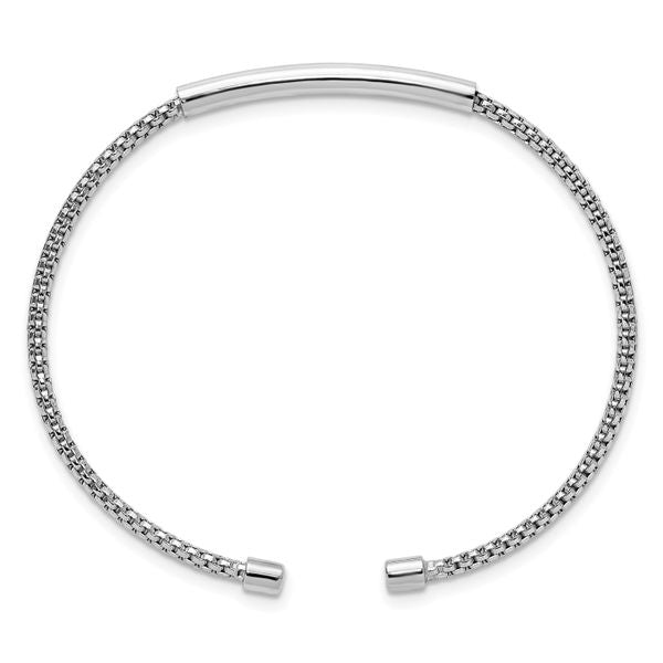 Leslie's Sterling Silver Rhodium-plated Polished and Textured Cuff Bracelet - Image 2
