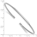 Leslie's Sterling Silver Rhodium-plated Polished and Textured Cuff Bracelet - Image 3