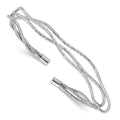 Leslie's Sterling Silver Rh-plated Polished and Textured Wavy Cuff Bracelet