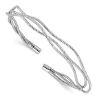 Leslie's Sterling Silver Rh-plated Polished and Textured Wavy Cuff Bracelet