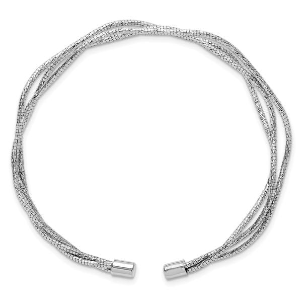 Leslie's Sterling Silver Rh-plated Polished and Textured Wavy Cuff Bracelet - Image 2